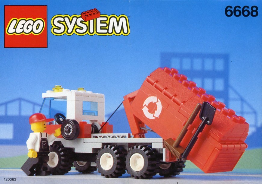The 6998 LEGO System recycling truck is part of the list of all LEGO garbage and recycling truck sets ever released.