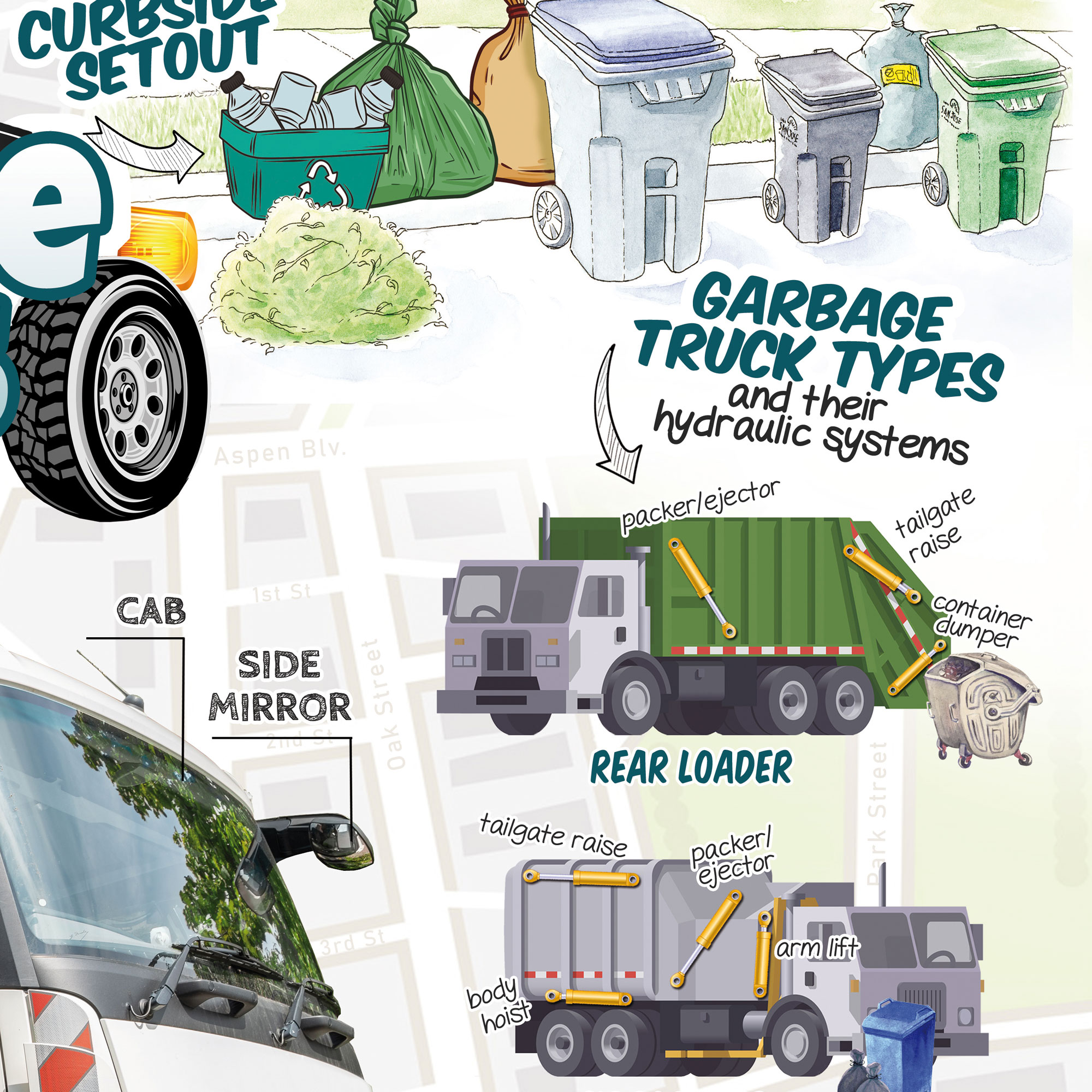 Kids Garbage and Recycling Trucks Poster 18x24 inches - Image 4