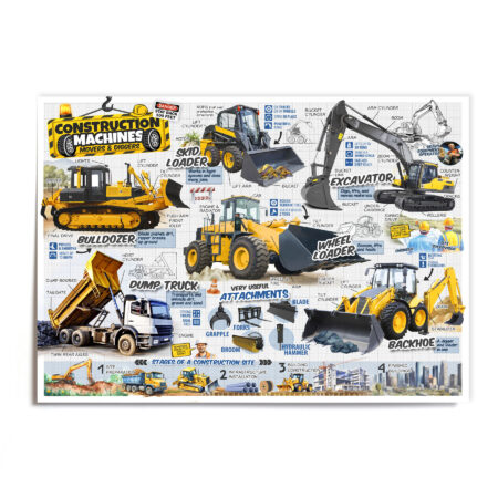Kids Construction Trucks Poster Vol.1 18×24 inches
