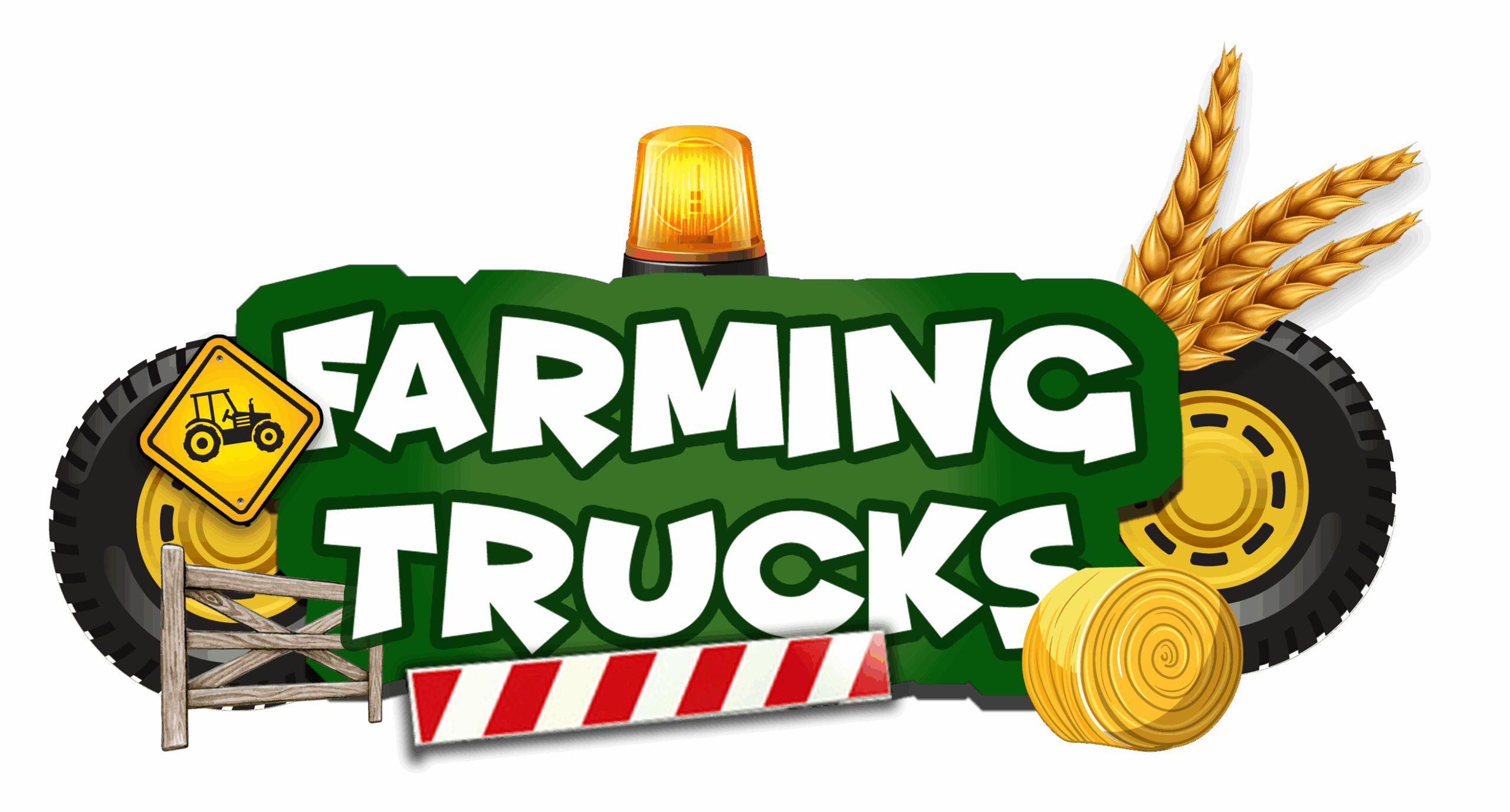 Kids' farming trucks and tractors poster logo